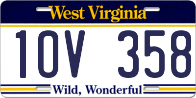 WV license plate 1OV358