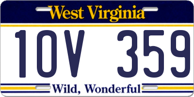 WV license plate 1OV359