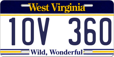 WV license plate 1OV360