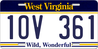 WV license plate 1OV361