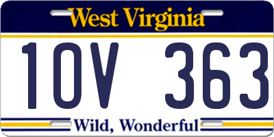 WV license plate 1OV363