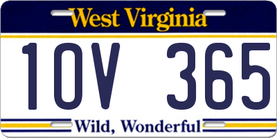WV license plate 1OV365
