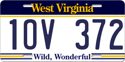 WV license plate 1OV372