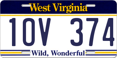 WV license plate 1OV374
