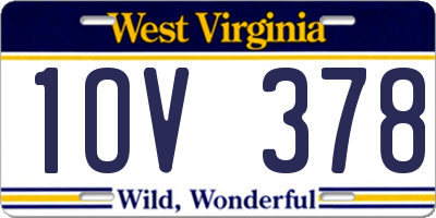 WV license plate 1OV378