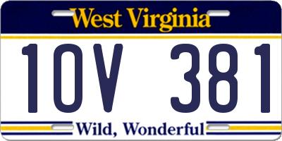 WV license plate 1OV381