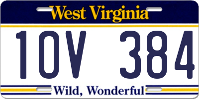 WV license plate 1OV384