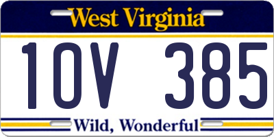 WV license plate 1OV385