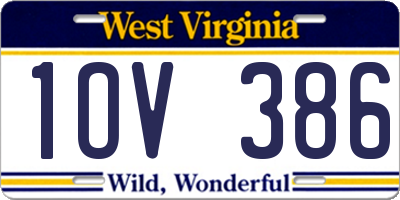 WV license plate 1OV386