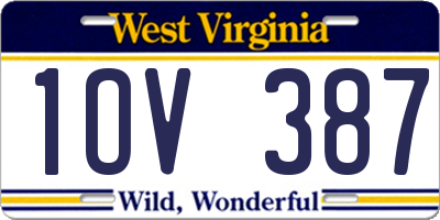 WV license plate 1OV387