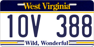WV license plate 1OV388