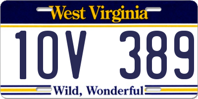 WV license plate 1OV389