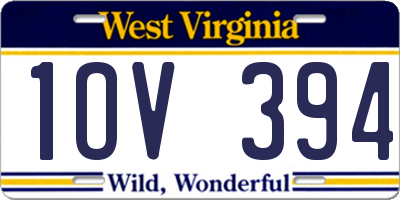WV license plate 1OV394