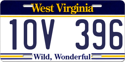 WV license plate 1OV396