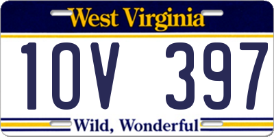 WV license plate 1OV397
