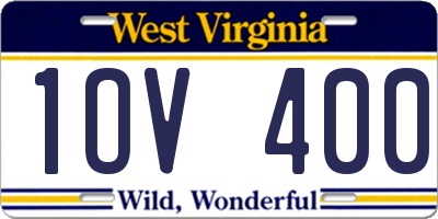 WV license plate 1OV400