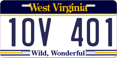 WV license plate 1OV401