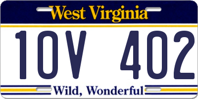 WV license plate 1OV402