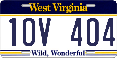 WV license plate 1OV404