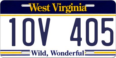WV license plate 1OV405