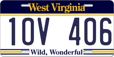WV license plate 1OV406