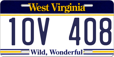 WV license plate 1OV408