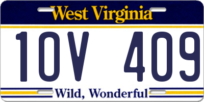 WV license plate 1OV409