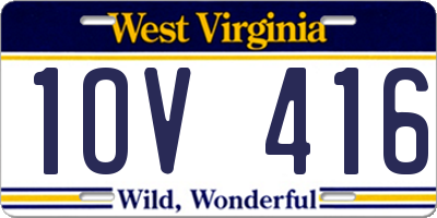 WV license plate 1OV416