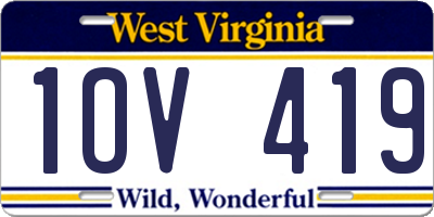 WV license plate 1OV419