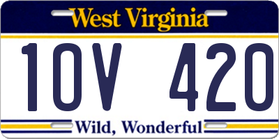WV license plate 1OV420