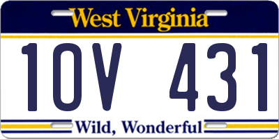 WV license plate 1OV431
