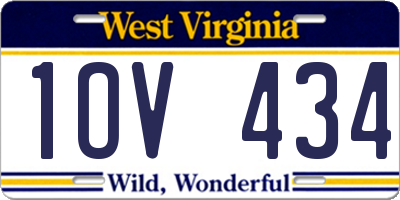 WV license plate 1OV434