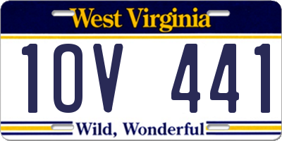 WV license plate 1OV441
