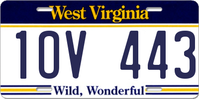 WV license plate 1OV443