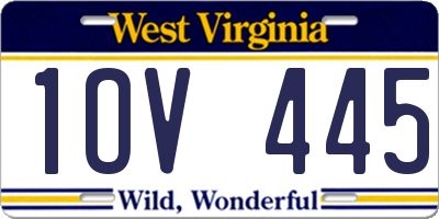 WV license plate 1OV445