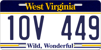 WV license plate 1OV449