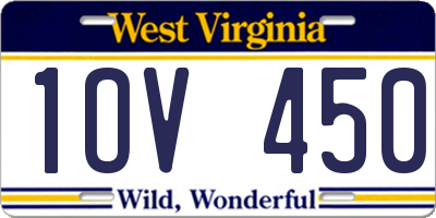WV license plate 1OV450