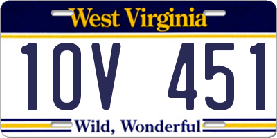 WV license plate 1OV451