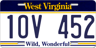 WV license plate 1OV452