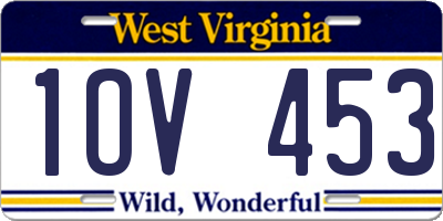 WV license plate 1OV453