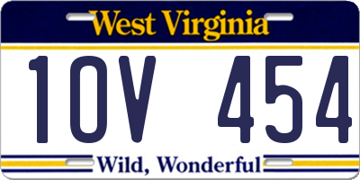 WV license plate 1OV454