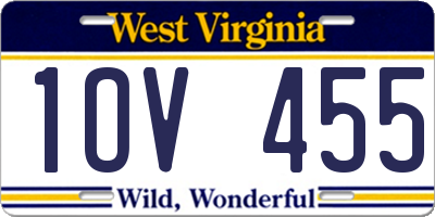 WV license plate 1OV455