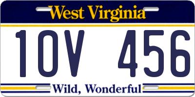 WV license plate 1OV456