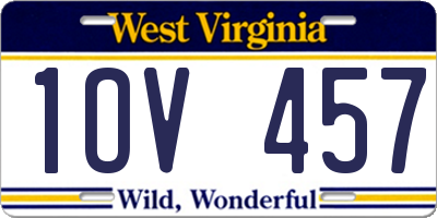 WV license plate 1OV457