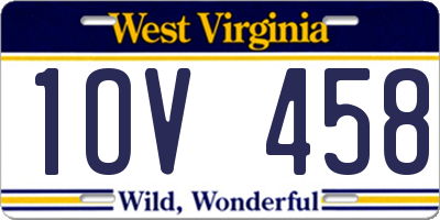 WV license plate 1OV458