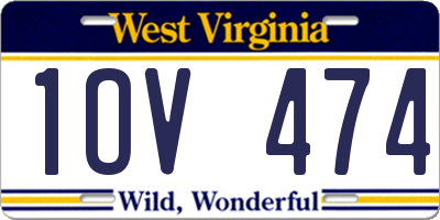 WV license plate 1OV474