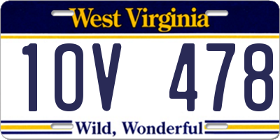 WV license plate 1OV478