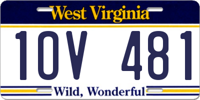 WV license plate 1OV481