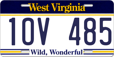 WV license plate 1OV485