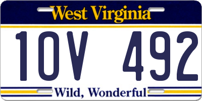 WV license plate 1OV492